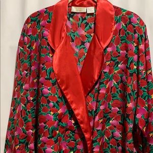 VTG VICTORIA SECRET SLEEP SHIRT/ROBE L RED/GREEN